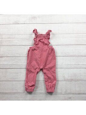 Carter’s Pink Corduroy Ruffle Strap Baby Overalls 9-12 Months